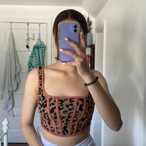 Leopard cropped corset